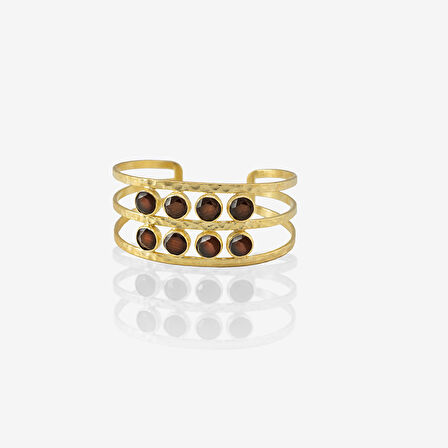 Kadir Jewellery 22 Ayar Altın Kaplama El İşçiliği Zirkon Taşlı Kadın Kaburga Bilezik