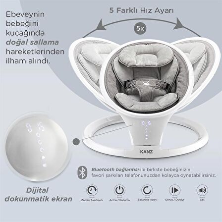 Kanz Swan Oyuncaklı Elektrikli Sallanan Ana Kucağı