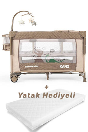 Kanz Sleepside +Plus Anne Yanı Park Yatak Kahve - Yatak Hediyeli