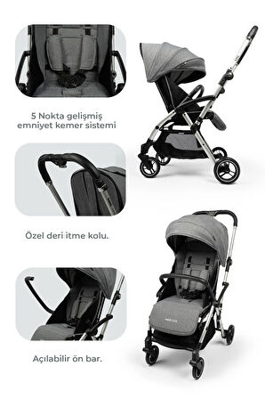 Kanz Marcus Kolay Katlanabilen Kabin Bebek Arabası Heavy Grey