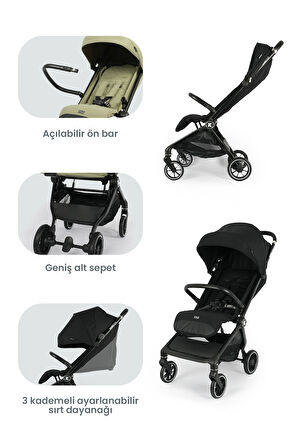 Kanz Bold Autofold Kabin Boy Bebek Arabası Ironblack