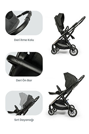 Kanz Thunder Kolay Katlanabilen Travel Sistem Bebek Arabası Oreoblack