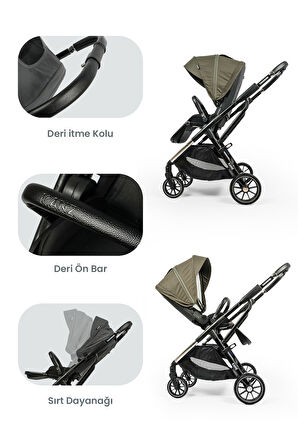 Kanz Thunder Kolay Katlanabilen Travel Sistem Bebek Arabası Pinegreen