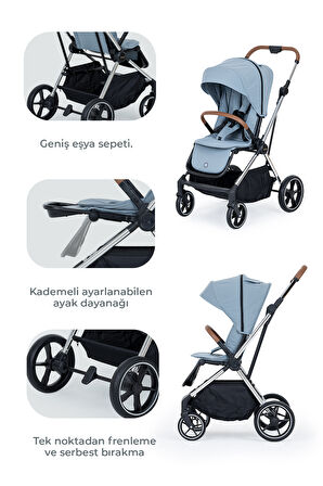 Kanz Snap Autofold Travel Sistem Bebek Arabası Foggy Blue