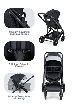 Kanz Echo Travel Sistem Bebek Arabası Siyah