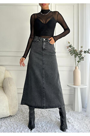 Kadın Maxi Boy Denim Etek