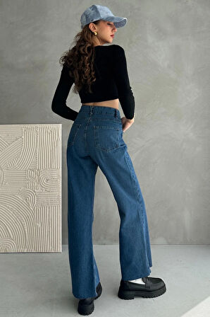 Normal Bel Paça Dikişsiz Wide Leg Jean - 2040
