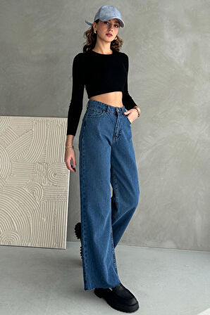 Normal Bel Paça Dikişsiz Wide Leg Jean - 2040