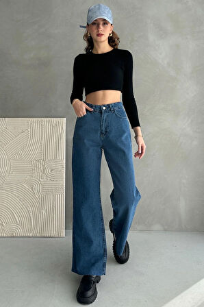 Normal Bel Paça Dikişsiz Wide Leg Jean - 2040