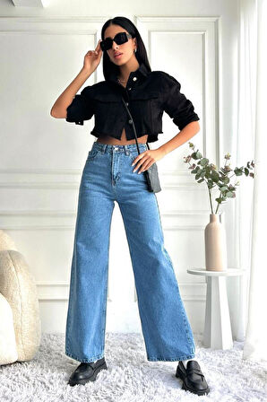 Kadın Etek Ucu Püsküllü Crop Denim Ceket