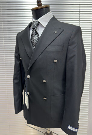 Siyah Metal Düğmeli Modern Fit Ceket
