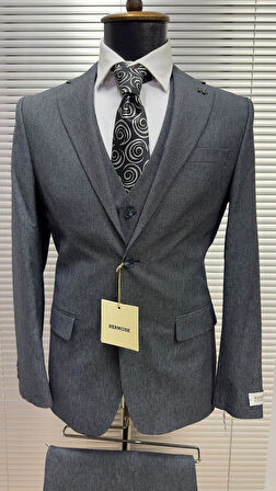 Mavi Yelekli Takım Elbise Modern Fit