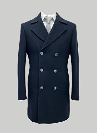 Hermose Lacivert Kruvaze Erkek Kaban