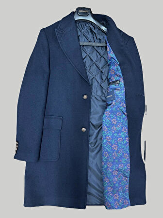 Hermose Lacivert Sivri Yaka Erkek Kaban