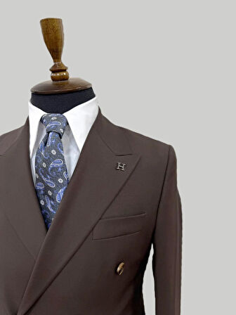 Hermose Kahverengi Kruvaze Modern Fit Takım Elbise