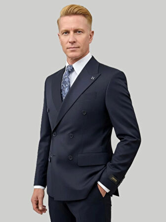 Hermose Lacivert Kruvaze Modern Fit Takım Elbise | Premium Collection