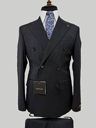 Hermose Siyah Kruvaze Modern Fit Takım Elbise | Premium Collection