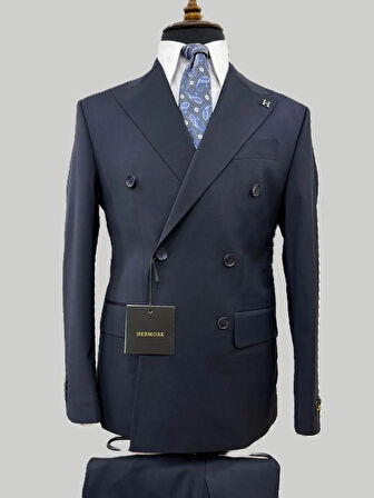 Hermose Lacivert Kruvaze Modern Fit Takım Elbise | Premium Collection