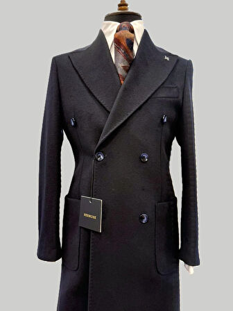 Hermose Lacivert Kruvaze Modern Fit Kaşe Takım Elbise | Premium Collection