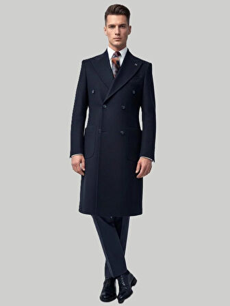 Hermose Lacivert Kruvaze Modern Fit Kaşe Takım Elbise | Premium Collection