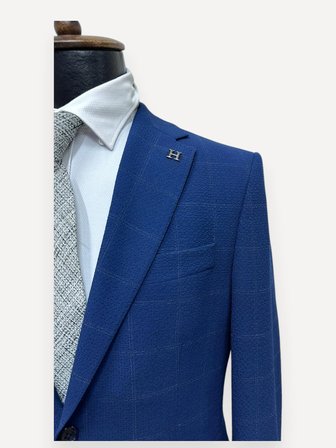 Signature | Ege Mavisi Kareli Gofre Takım Elbise
