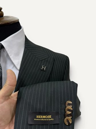 Sartorial | Zümrüt Yeşili Çizgili Yelekli Takım Elbise