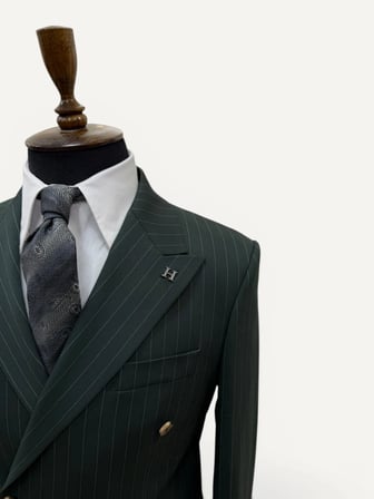 sartorial | zümrüt yeşili çizgili kruvaze takım elbise