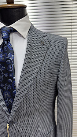 Modern Fit Dokulu Erkek Ceket 