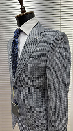 Modern Fit Dokulu Erkek Ceket 