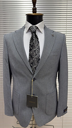 Modern Fit Dokulu Erkek Ceket 