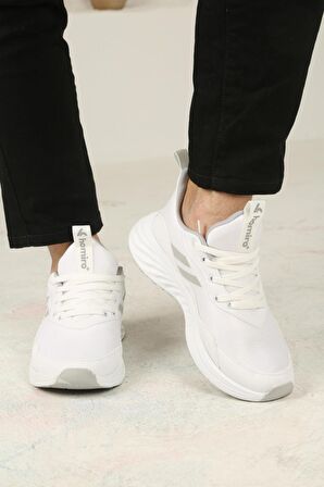 Erkek Bağcıklı Spor Sneaker-Beyaz