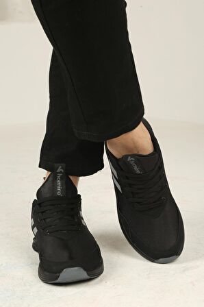 Erkek Bağcıklı Spor Sneaker-Siyah
