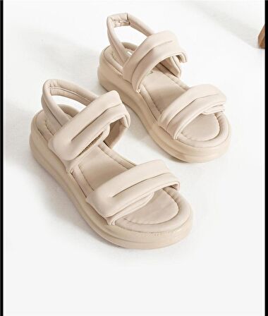 Kadın Puffer Yumuşak Cilt Sandelet Bej