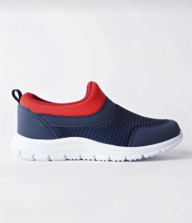 Bağcıksız Çocuk Triko Spor Ayakkabı-Lacivert Kırmızı