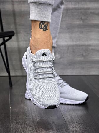 Bağcıklı Triko Phylon Taban Spor Ayakkabı-Gri