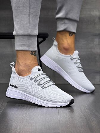 Bağcıklı Triko Phylon Taban Spor Ayakkabı-Gri