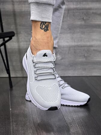 Bağcıklı Triko Phylon Taban Spor Ayakkabı-Gri