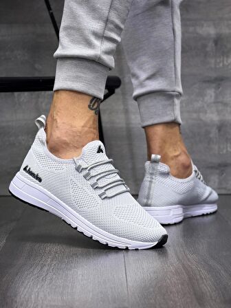Bağcıklı Triko Phylon Taban Spor Ayakkabı-Gri