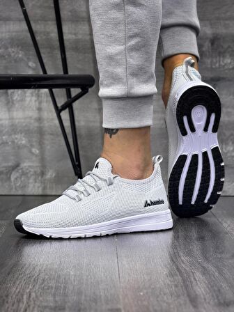 Bağcıklı Triko Phylon Taban Spor Ayakkabı-Gri