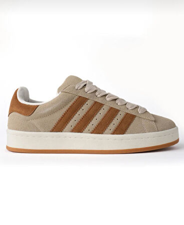 Unisex Klasik Bağcıklı Ortopedik Spor Sneaker Ayakkabı-Bej