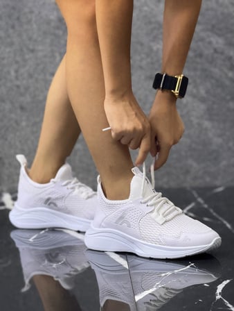 Bağcıklı Unisex Çocuk Spor Ayakkabısı-Beyaz
