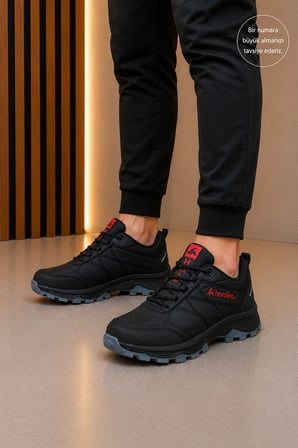 Erkek Su Geçirmez Poli Taban Fuspedli Spor Ayakkabı - Siyah