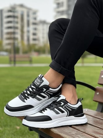 Erkek Anorak Fuspetli Spor Ayakkabı - Beyaz Siyah