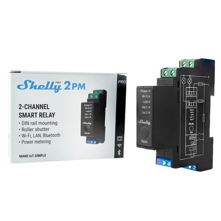 Shelly Pro 2PM LAN Wi-Fi Bluetooth 2 Kanallı Enerji Ölçümlü Akıllı Röle