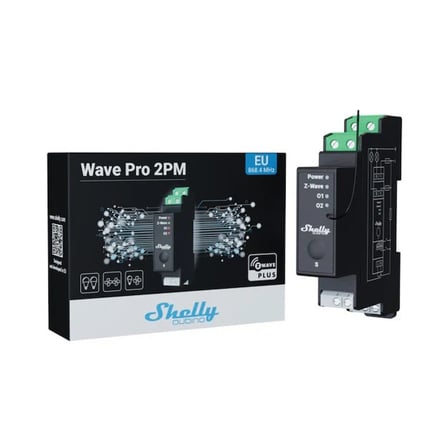 Shelly Wave Pro 2 Z-Wave DIN Ray 2 Kanallı Kuru Kontak Akıllı Röle