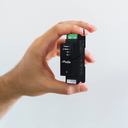 Shelly Wave Pro Shutter Z-Wave DIN Ray Enerji Ölçümlü Akıllı Panjur ve Perde Kontrol Rölesi