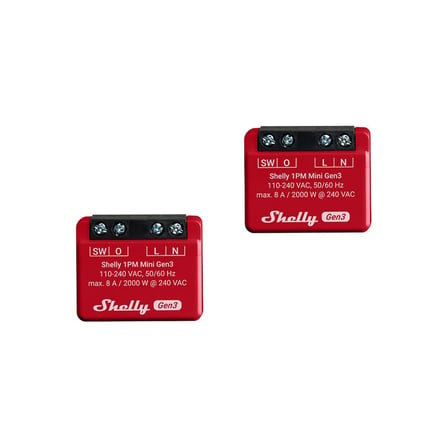 Shelly 1PM Mini Gen3 2'li Paket Enerji Ölçümlü Akıllı Röle