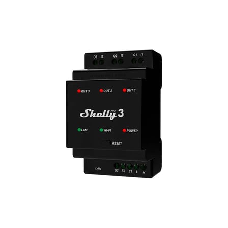 Shelly Pro 3 3 Kanallı Kuru Kontak DIN Ray Akıllı Röle