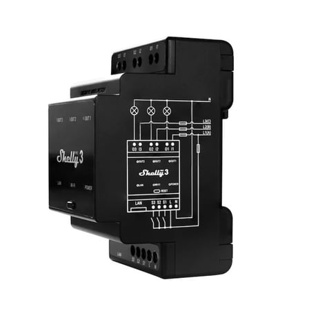 Shelly Pro 3 3 Kanallı Kuru Kontak DIN Ray Akıllı Röle