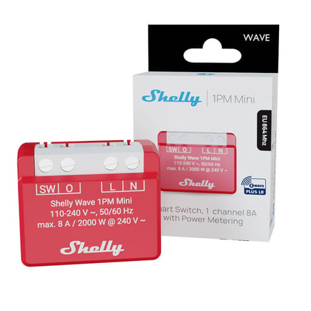 Shelly Wave 1PM Mini LR Güç Ölçümlü Z-Wave Akıllı Röle